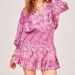 Jen’s Pirate Booty Mini Dress Baroque Graces Pink Mauve Balloon Sleeve Size S